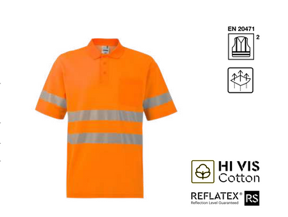 Short sleeve cotton polo shirt with segmented tape