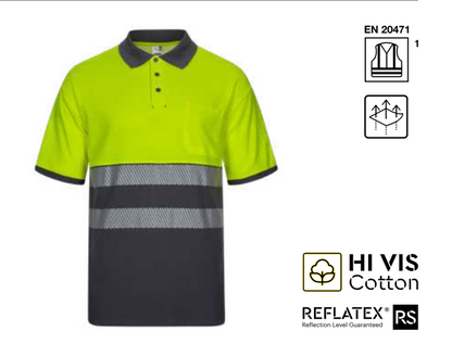 Short sleeve two-tone cotton polo shirt with segmented tape