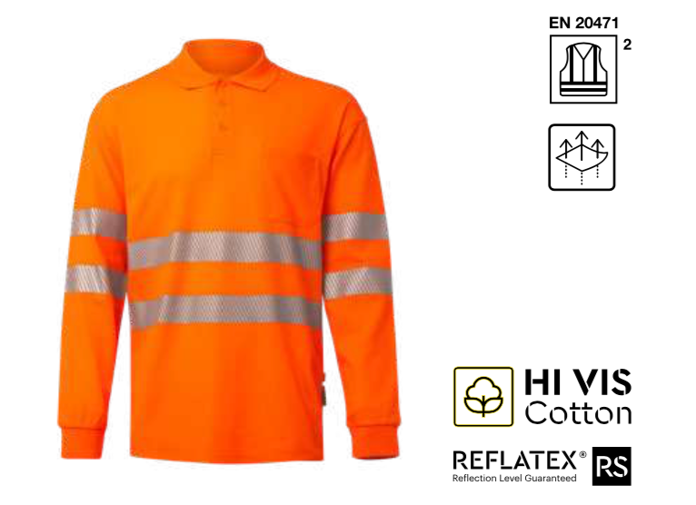 Long sleeve cotton polo shirt with segmented tape