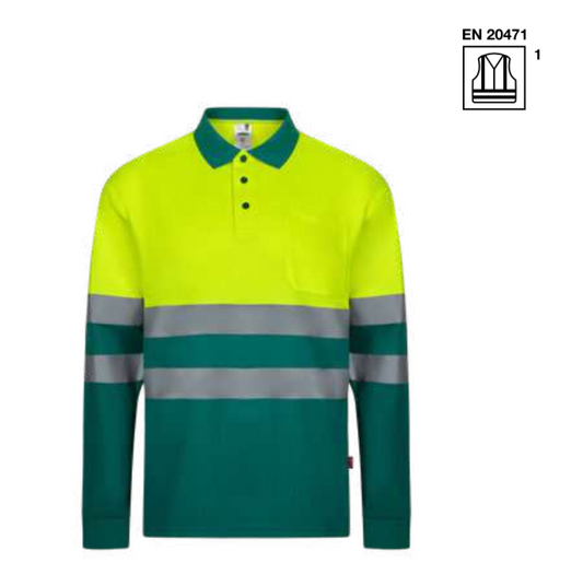 Two-tone long sleeve polo shirt