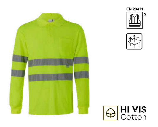 Long sleeve cotton polo shirt