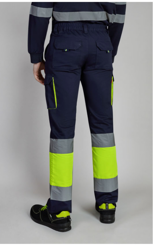 100% cotton two-tone multi- pocket trousers