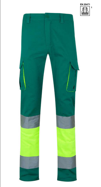 100% cotton two-tone multi- pocket trousers