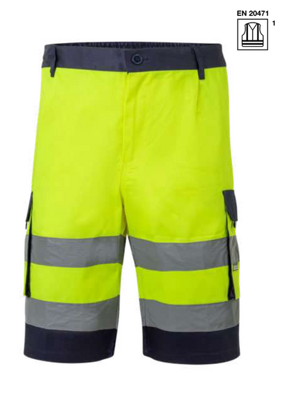 Two-tone multi-pocket bermuda shorts