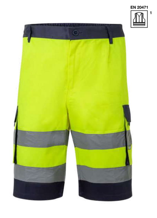 Two-tone multi-pocket bermuda shorts