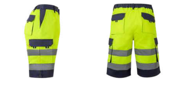 Two-tone multi-pocket bermuda shorts