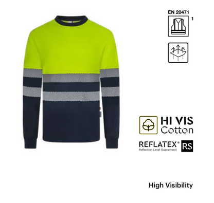 Long sleeve two-tone cotton t-shirt with segmented tape