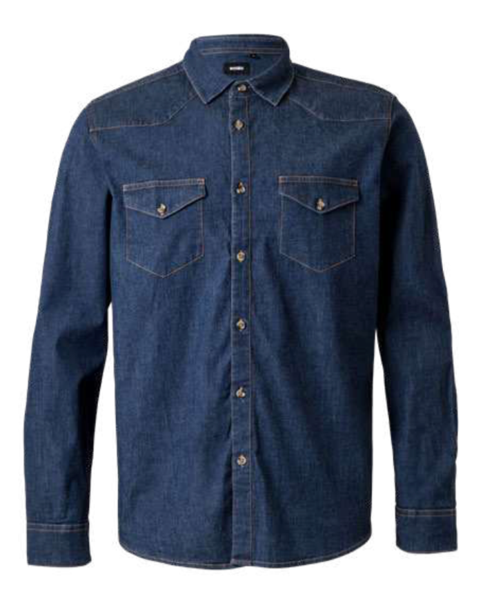 Men's long sleeve stretch denim shirt