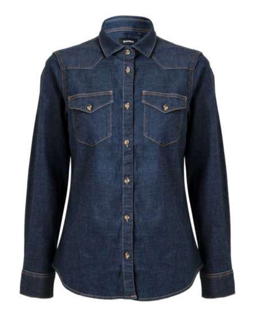 Women's long sleeve stretch denim shirt