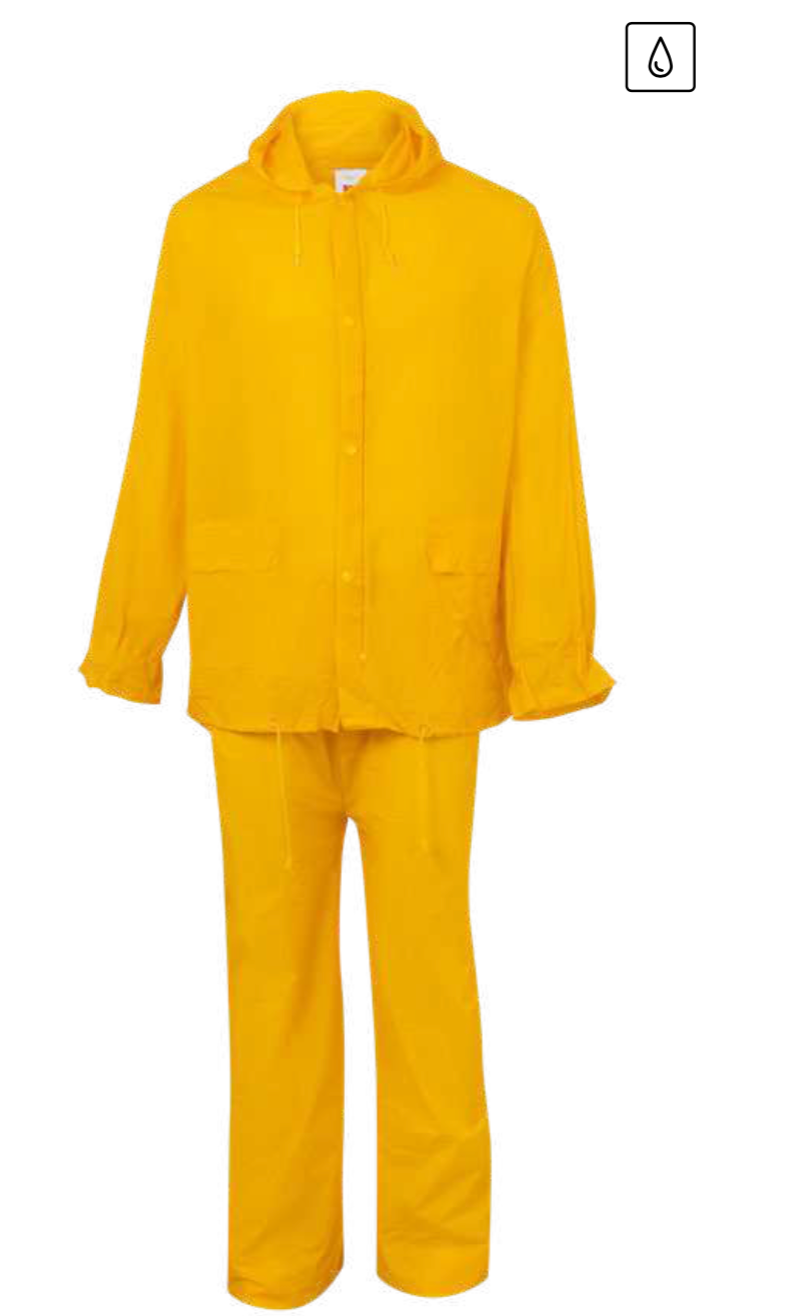 Two-piece rain suit with hood