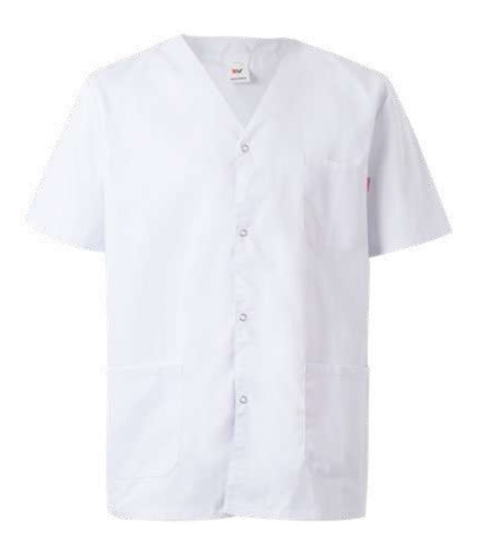 Short sleeve scrub top with snap buttons