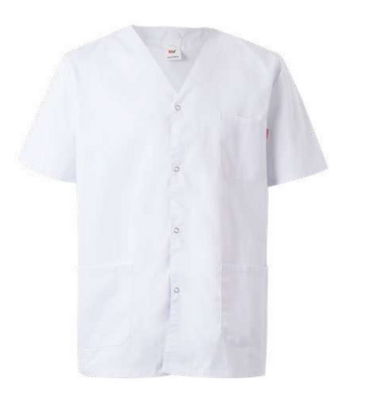 Short sleeve scrub top with snap buttons