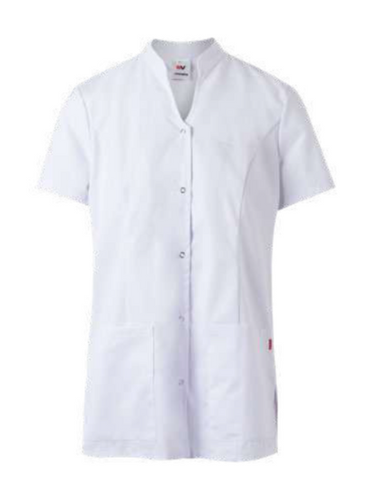 Short sleeve womens tunic with snap buttons