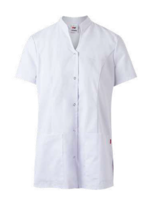Short sleeve womens tunic with snap buttons